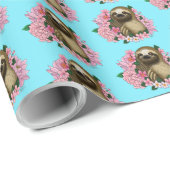 Luie roze bloemen cadeaupapier (Rol Hoek)