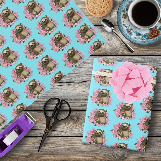 Luie roze bloemen cadeaupapier