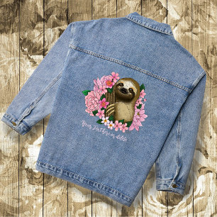 Luie roze bloemen denim jacket