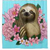 Luie roze bloemen douchegordijn (Voorkant)