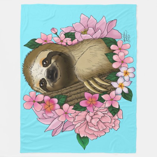 Luie roze bloemen fleece deken (Voorkant)