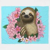 Luie roze bloemen fleece deken (Voorkant (Horizontaal))