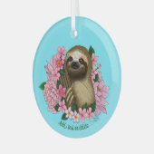 Luie roze bloemen glas ornament (Voorkant links)