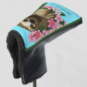 Luie roze bloemen golfheadcover (3/4 voorkant)