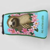 Luie roze bloemen golfheadcover (Voorkant)