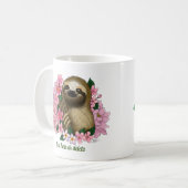 Luie roze bloemen koffiemok (Voorkant links)