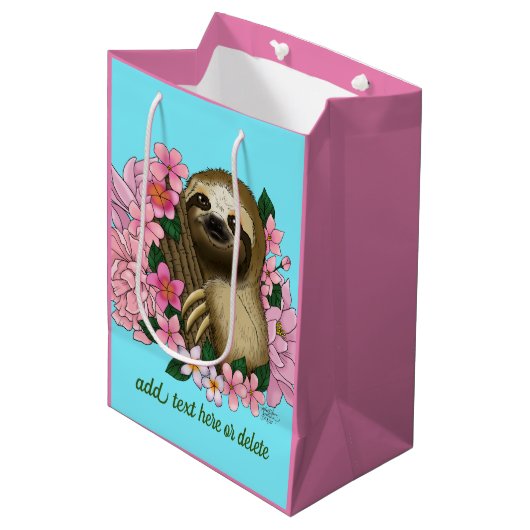 Luie roze bloemen medium cadeauzakje (Voorkant Gekanteld)