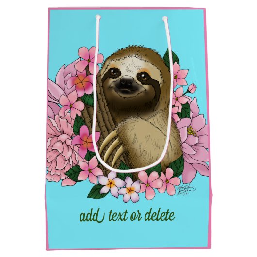 Luie roze bloemen medium cadeauzakje (Achterkant)