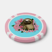 Luie roze bloemen poker chips (Enkel)