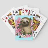 Luie roze bloemen pokerkaarten (Achterkant)