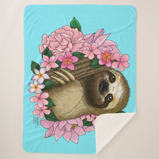 Luie roze bloemen sherpa deken (Voorkant)