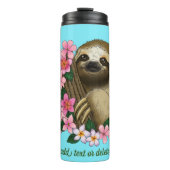 Luie roze bloemen thermosbeker (Voorkant)