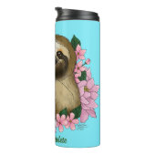 Luie roze bloemen thermosbeker (Geroteerd rechts)