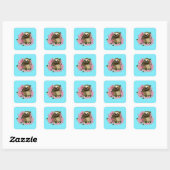 Luie roze bloemen vierkante sticker (Vel)