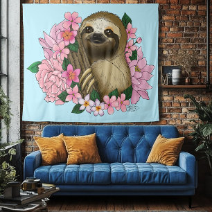 Luie roze bloemen wandkleed