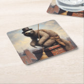 Luie schoorsteenveger kartonnen onderzetters (Schuin)