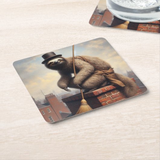 Luie schoorsteenveger kartonnen onderzetters (Schuin)