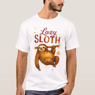 Luie Sloth in Alcohol Inkt Klassiek T-Shirt