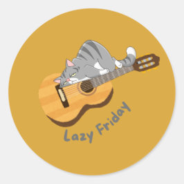 Luie vrijdag T-shirt Ronde Sticker