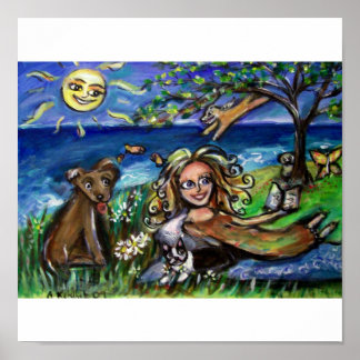 luie zomerdag op het strand poster