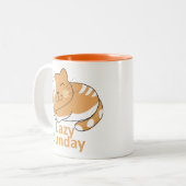 Luie zondag, gelukkig hart tweekleurige koffiemok (Voorkant links)