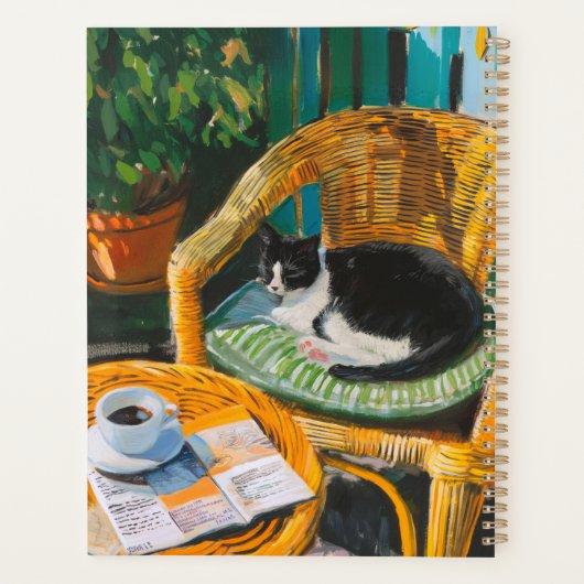 Luie zondagochtend | Gezellige kat & koffie schild Planner (Achterkant)