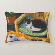 Luie zondagochtend | Schilderij met knusse kat en