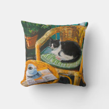 Luie zondagochtend | Schilderij met knusse kat en