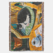 Luie zondagochtend | Schilderij van knusse kat en Deken (Voorkant Verticaal)