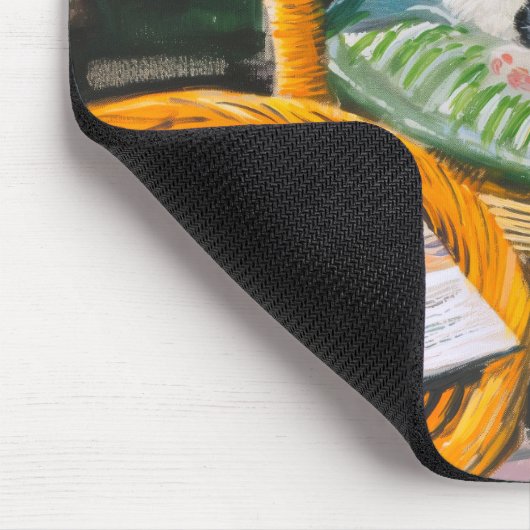 Luie zondagochtend | Schilderij van knusse kat en  Muismat (Hoek)