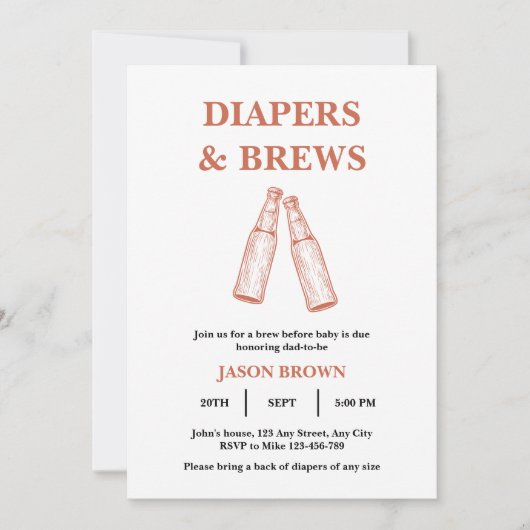 Luier & Bierfeestje Man Babyshower Kaart (Voorkant)