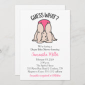 Luier Douche Uitnodiging voor Baby Girl (Voorkant / Achterkant)