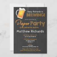 Luier en Bier feest baby shower uitnodiging jongen