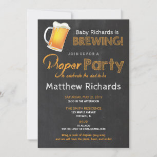 Luier en Bier feest baby shower uitnodiging jongen