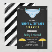 Luier en cadeaubon douche uitnodiging (Voorkant / Achterkant)