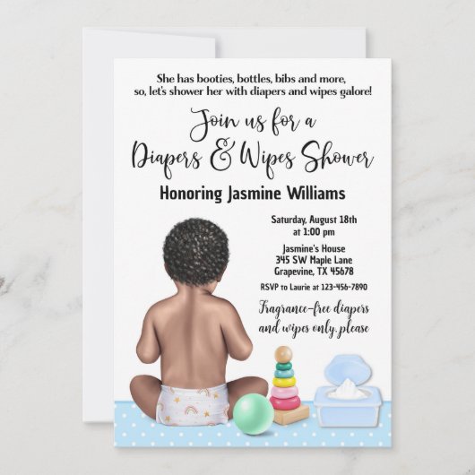 Luier en Wipes Baby Shower Uitnodiging (Voorkant)