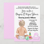 Luier- en wisserbabyfeestje kaart (Voorkant / Achterkant)