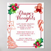 Luier Gedachten Kerst Baby shower Teken Poster (Voorkant)