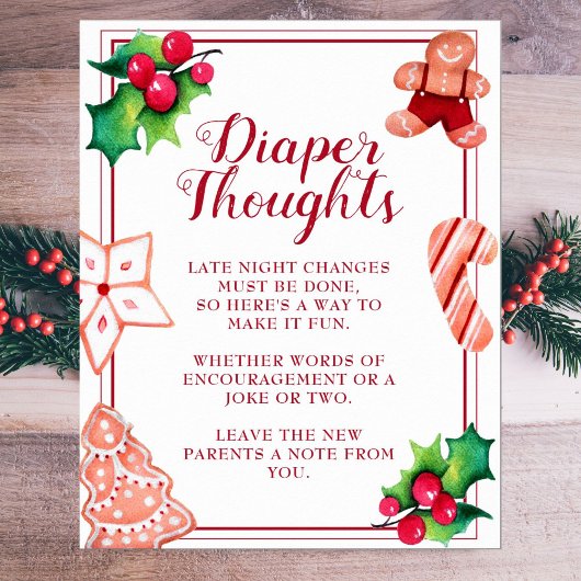 Luier Gedachten Kerst Baby shower Teken Poster