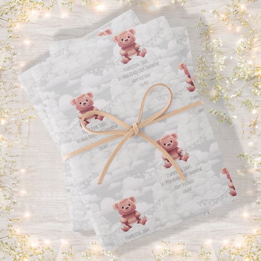 Luier Koning teddybeer aangepaste gelukkige verjaa Inpakpapier Vel