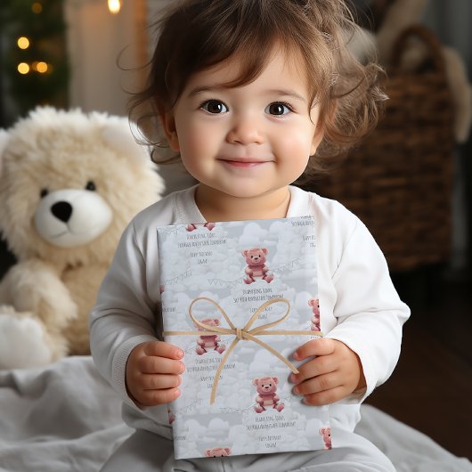 Luier Koning teddybeer aangepaste gelukkige verjaa Inpakpapier Vel