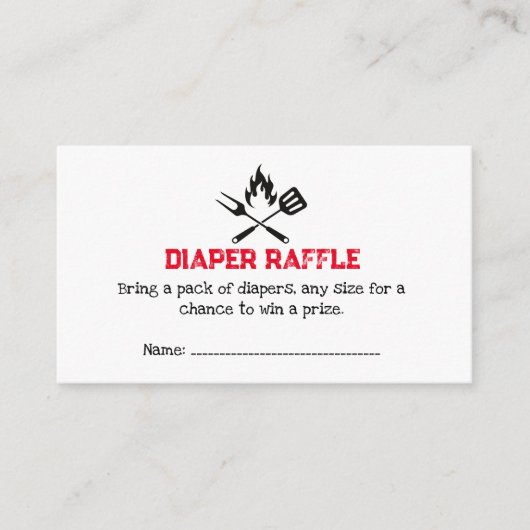 Luier loterij spel BBQ rustiek baby shower thema Informatiekaartje (Voorkant)