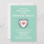 Luier Met Een Rode Hart Baby Shower Kaart (Voorkant)