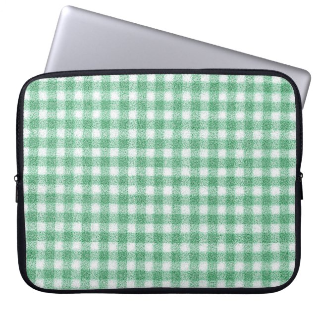 Luier Muntgroene Gingham  Laptop Sleeve (Voorkant)