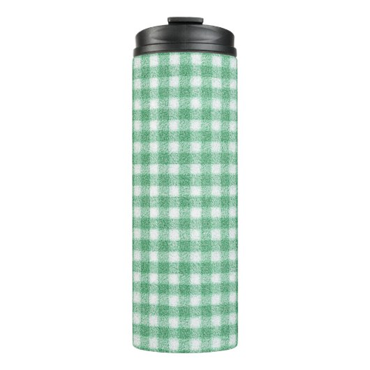 Luier Muntgroene Gingham Thermosbeker (Voorkant)