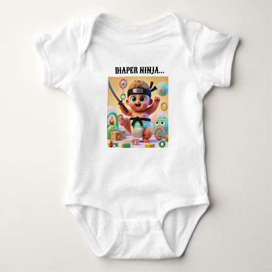 Luier Ninja Baby Bodysuit Design. (Voorkant)