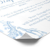 Luier Notities Blue Toile Safari Animal Baby showe Poster (Hoek)