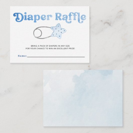 Luier Pin Blue Boy Baby shower Luier Raffle Informatiekaartje (Voorkant / Achterkant)