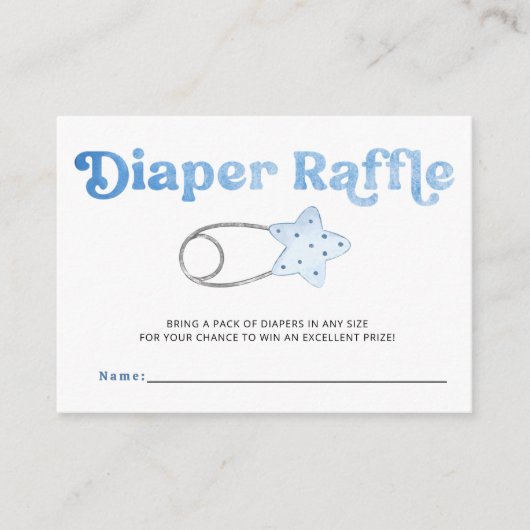 Luier Pin Blue Boy Baby shower Luier Raffle Informatiekaartje (Voorkant)