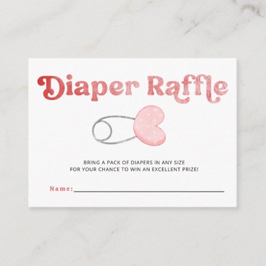 Luier Pin Roze Meisje Baby shower Luier Raffle Informatiekaartje (Voorkant)
